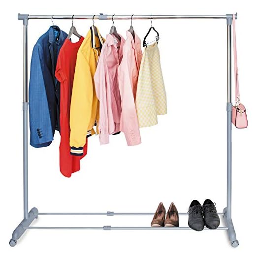 Tatkraft Party | Portant pour vêtements très robuste sur 4 roulettes | Penderie télescopique en acier chromé | 35 cintres et 15kg de charge | Design moderne et stockage | Dimensions : 161.5x44x166 cm