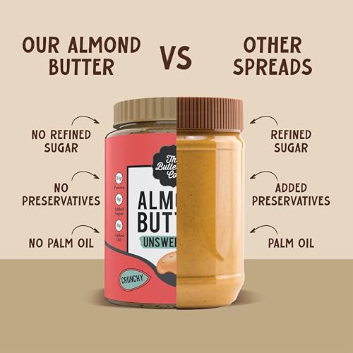Image of The Butternut Co. Almond Butter Crunchy 1kg - Unsweetened, 100% Dry Roasted, Heart-Healthy Fats, Protein Source, High in Vitamin E - Gluten-Free, Vegan, Keto-Friendly