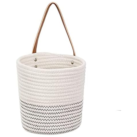 YUANMAO Rattan Hanging Basket,Household Flower Storage Baskets for Home White Black S Cover