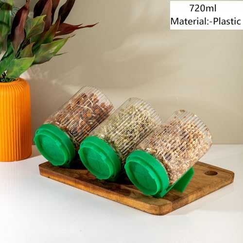 Image of Plastic Sprout Maker Jar with Handle & Strainer Lid (PackOf 1) | 720 ml Seed Germination Container for Moong, Chana, Mixed Sprouts | BPA-Free Kitchen Storage & Sprouting Jar