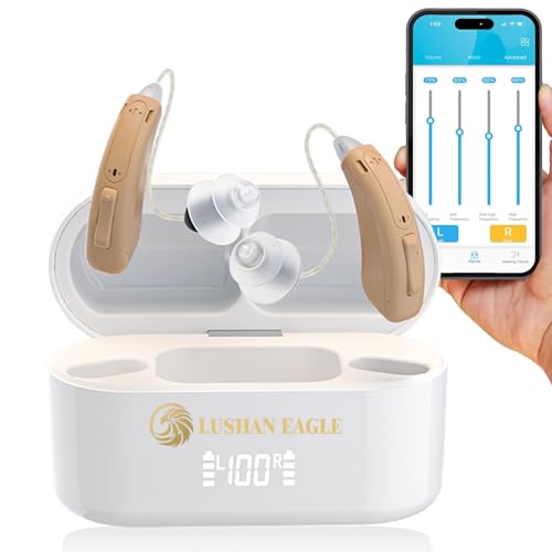 LUSHAN EAGLE Amplificados Auriculares digitales control APP recargables amplificador con caja de carga Bluetooth pantalla LED (APP 5118)