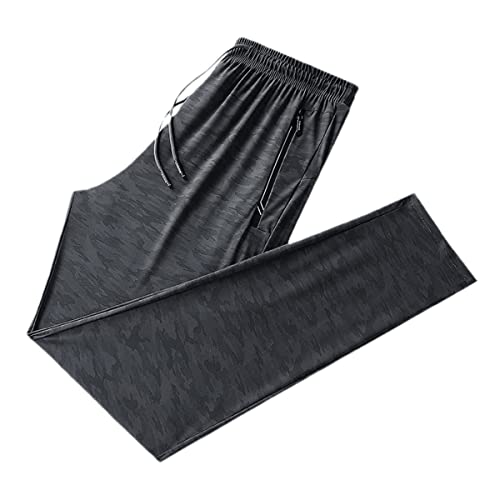 Pantalon survêtement homme soie glacée grande taille 8XL gris camouflage Roquorl