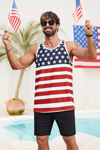 Image of VOGSTART Mens Hawaiian Beach Tank Tops Summer Vacation Muscle Top Graphic Sleeveless Shirts (S-3XL)