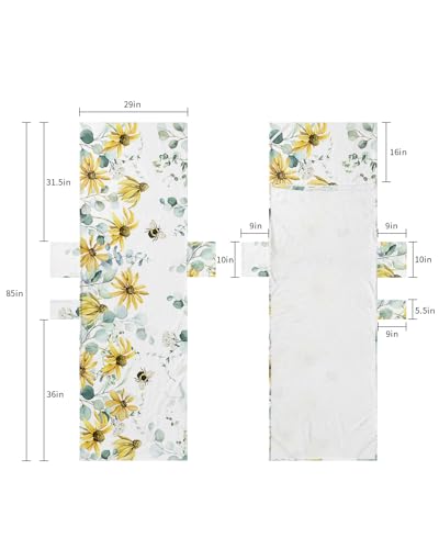 Yellow Daisy Beach Lounge Chair Towel Cover, Soft Chaise Lounge Towel with Side Pockets Patio Pool Chairs Cover for Beach/Pool Sunbathing 29x85 Pastoral Eucalyptus Leaves Botanical Summer Bee