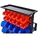 yangchoose 6 Tier Dual Sided Storage Organizer Rolling Bin Rack Mobile Tool Cart Parts Organizer with 60 Plastic Bins Metal Frame with Wheels for Garage Workshop Office