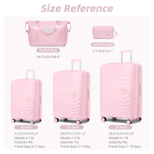 Image of LARVENDER Luggage Sets Carry On 5 Piece Set Suitcase Hardshell Expandable