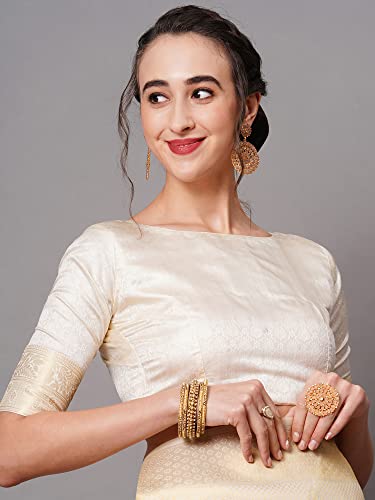 Image of AKHILAM Women's Banarasi Silk Woven Design Saree With Unstitched Blouse Piece (KUNT1880 Parent)