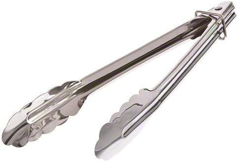 Orino Home 9 Inch Long Stainless Steel Clam Shell Food Service Tongs,set of 3,silvery
