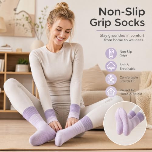 Image of Pilates Socks with Grips for Women, Grippy Socks for Yoga Barre Reformer