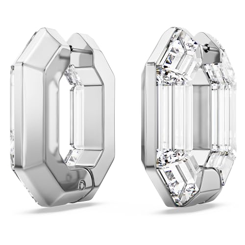 Swarovski Lucent Hoop Earrings, Octagon Shape, Small, Clear3