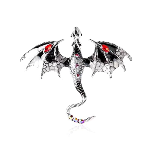 Image of Vintage Punk Dragon Animal Brooch - Domineering Flying Dragon Personality Clothing Accessories for Men and Women