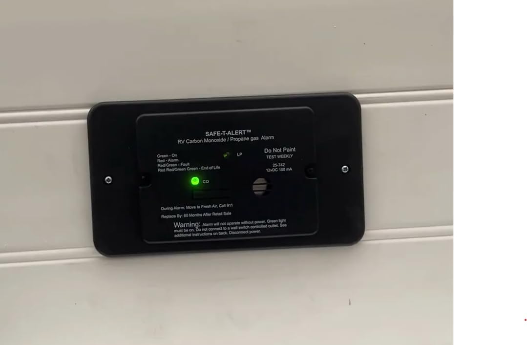 Propane Leak Detector Kit | Detects LP and CO Gas | Beeping Alerts with LED Indicator | Flush Mount 12V DC Hardwire | Black with Trim Ring and Solenoid Valve