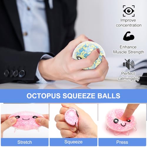 6 Stück Octopus Stressball Taba Squishy Ball Anti Stress Bälle Squeeze Toy Antistressball Quetschball Antistress Spielzeug Antistressbälle Stressabbau Quetsch Spielzeug für ADHS Kinder Erwachsene