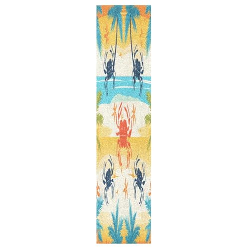 CEBUGI Palm Trees and Crabs Skateboard Grip Tape 33x9in Waterproof Tear-Proof Longboard Grip Tape Bubble Free Non-Slip Scooter Grip Tape for Girls Boys