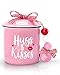 Valentine's Day Tiered Tray Decor with Pink White Red Wood Beaded Garland Valentine's Day Ceramic Canister Candy Holder with Buffalo Plaid Bowknot Table Centerpiece Decoration Supplies Set of 1