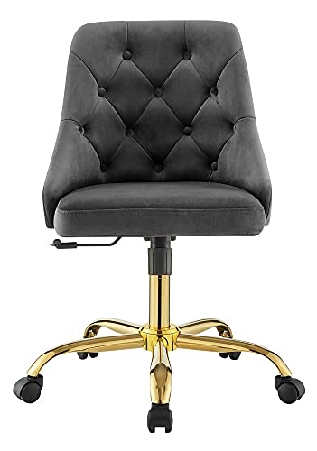 Modway Distinct Tufted Swivel Performance Velvet Office Chair, Gold Gray #TOP2