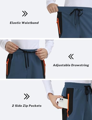 MoFiz Kids Fleece Lined Hiking Snow Ski Pants Boys Waterproof Winter Warm Outdoor Pants with Zippered Pocket4