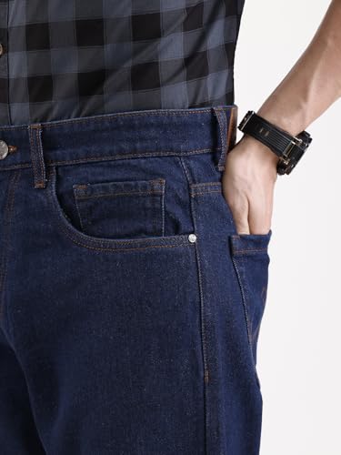 Image of WROGN Men's 100% Cotton Jeans | Solid | Anti Fit