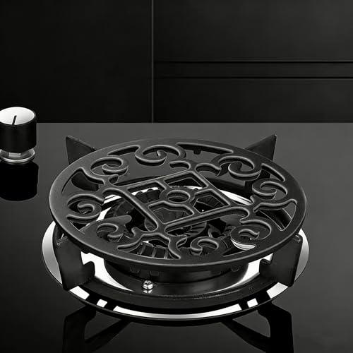 Image of Gas Ring Reducer for Gas Stove, Cast Iron Burner Ring Stand and Trivet for Moka Pot, Coffee Pot, Wok, Non-Slip Heavy Duty Pan Support