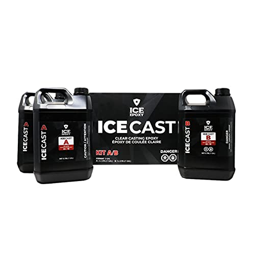 ICE EPOXY IceCast Deep Resin Epoxy | Crystal Clear | High Gloss Clear Shine | Ideal for 1-4 inches Deep Projects - Deep Pour Epoxy, River Tables & Castings | 2 Part 3 Gallon Resin Kit 2:1 Ratio