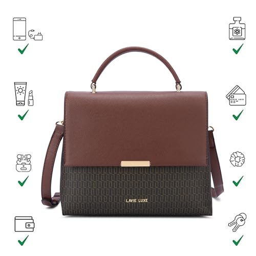 Image of Lavie Luxe Women's Mono Marsh Satchel Bag for Women | Satchel Handbag for Work | Ladies purse | Stylish Shoulder Bag | Gift for Women