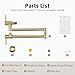 KES Brushed Gold Pot Filler with Heat-Resistant Cartridge, 25.6
