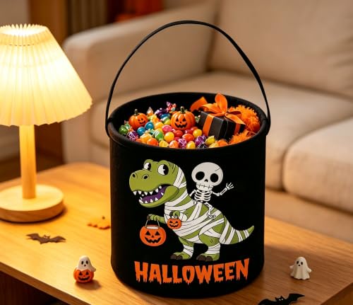Image of Dinosaur Basket Halloween Storage Bins Gift Basket Cute Storage Box Book Shelf Bin(Black Dinosaur)