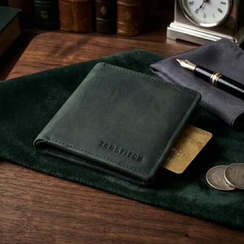 Image of TANSTITCH Hunter Brown Bi-Fold Wallet | Compact and Travel Friendly Structure | Durable, Contemporary, and Sophisticated | Premium Textured Leather | Proudly Made in India (Green Hunter)