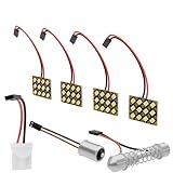4 Sets LED Dome Lights for Car RV Camper, 6000K Cool White 12V 12SMD Interior Panel Kit, Universal Replacement for Map, Trunk, Reading Lights, T10 W5W 168 194 2825, BA9S, 28-42mm Festoon Adapter