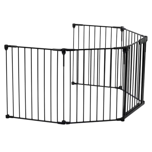Safety 1st Modular 5 Panel barrera seguridad, 64-296 cm, 1 mano, Black | barrera seguridad niños escalera extra ancha, para espacios irregulares, cierre extra seguro, instalación rápida