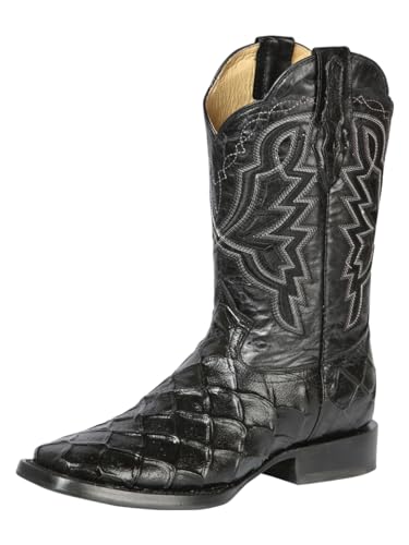 Men's Rodeo Boot's Monster Fish Print Leather Square Toe/Bota Rodeo Piel Imitacion Pez Jumbo