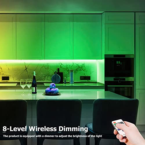 Image of Neon Rope Lights, 16.4ft Rope Lights with Dimmable Remote and Adapter, Waterproof Flexible Smart Led Strip Lights for Bedroom, Super Bright, DIY Neon Sign, Indoors Outdoors Wall Decor, Green