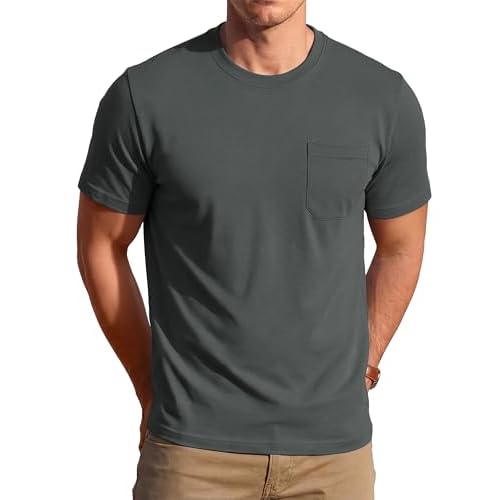 MAGCOMSEN Mens Pocket T Shirts Cooling UPF 50+ Summer Tee Shirt Short Sleeve Crewneck Tee Cotton Lightweight Casual T-Shirt