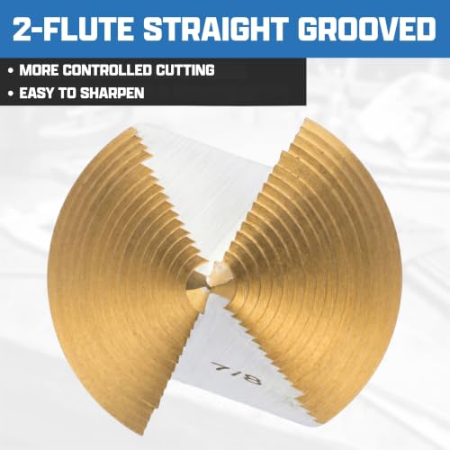 Image of NEIKO 10626A Step Drill Bit, 2 Steps 7 /8 inch to 1-1 /8 inch Straight High Speed Steel, Titanium Nitride Coated, 3 /8 inch Tri-Flat Step Bits for Steel, Metal, Wood, Plastic, Unibit Cone Drill Bits, Two Flute