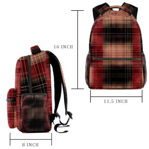 Mochila escolar de cuadrícula impermeable de 29x20x40cm para laptop 2