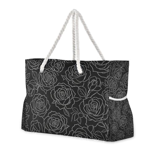Sac fourre-tout gothique rose noire grand format pour le travail