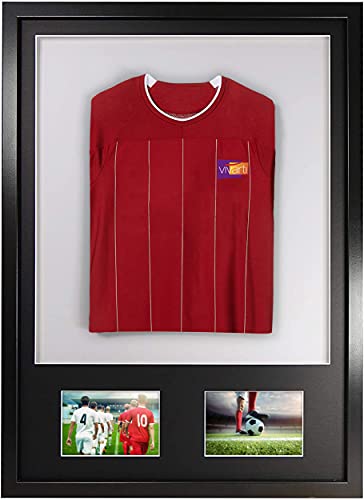 Vivarti DIY bebé 3D montado + Doble Apertura Camiseta Deportiva Marco de Pantalla 50 x 70cm - Marco Negro, Montaje Negro, Tarjeta de Respaldo Blanco