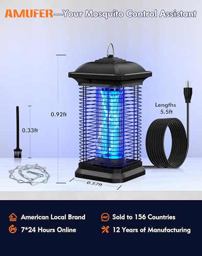 Bug Zapper for Outdoor & Indoor, 1/2 Acre Coverage Mosquito Lamp with 18W Bulb & 4400V High-Voltage, 100% Improvement in Mosquito Control Effect, Electric Fly Trap for Patio, Backyard, Home