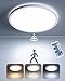BEWEGUNGSMELDER günstig Kaufen-Matane LED Deckenleuchte mit Bewegungssensor Innen,18W Dimmbar Deckenlampe Panel mit Radar Bewegungsmelder und Fernbedienung, Flach Sensor Licht für Keller,Flur,Bad,Treppe, Rund Weiß 22cm
