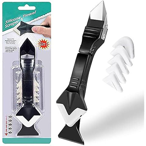 3-in-1 Silicone Caulking Tools, Silicone Trowel Residue Scraper for Kitchen, Bathroom, Wall, Floor, Tile, Sink (6) Cover