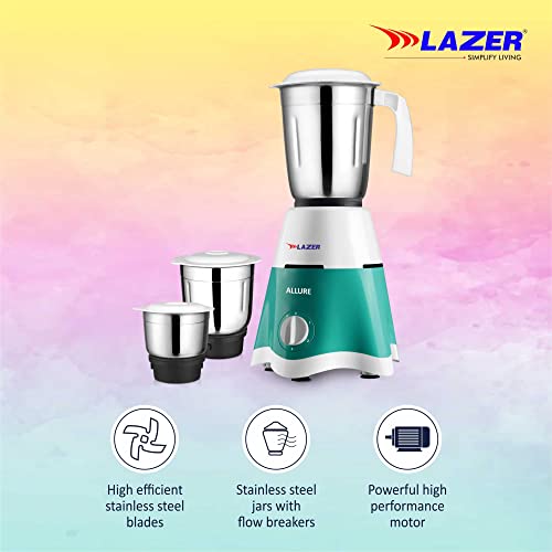 Image of Lazer Allure 3 jars 500W Mixer Grinder (Aquamarine)