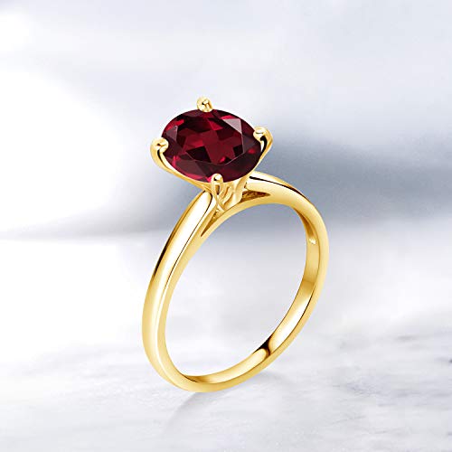 Gem Stone King 10K Yellow Gold Oval 9X7MM Gemstone Birthstone Solitaire Engagement Ring | Wedding Engagement Anniversary Promise Gold Ring For Women | Available In Size 5, 6, 7, 8, 94