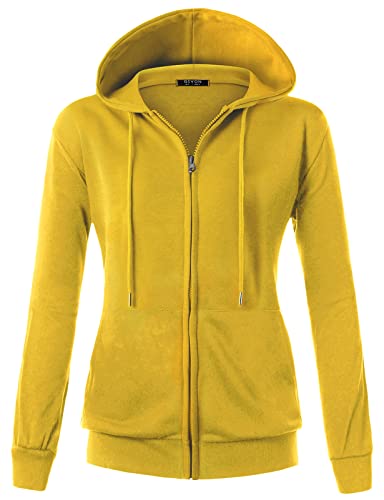 Image of GIVON Womens Casual Zip Up Hoodie Cotton Blend Soft Fabric Basic Layering Hooded Jacket with Kangaroo Pocket