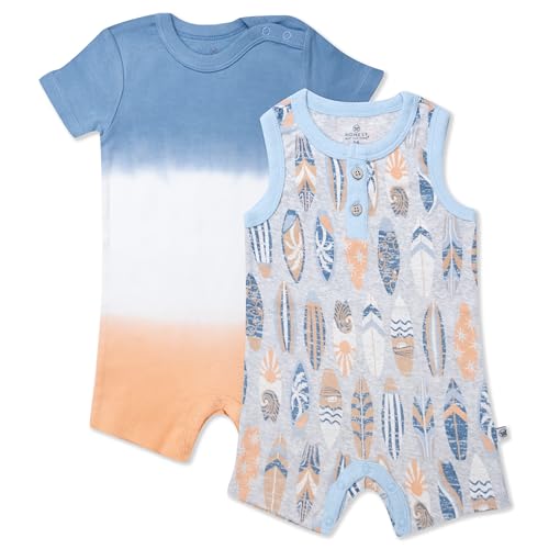 Image of HonestBaby Short Sleeve and Tank Romper 100% Organic Cotton for Infant Baby and Toddler Boys