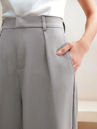 Image of KOTTY Women's High Waist Solid Color Hook and Bar Wide Leg Casual and Formal Trousers