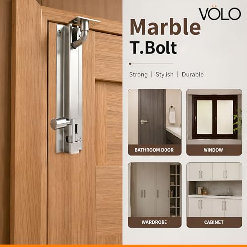 Image of Volo L Shape /Marble Stainless Steel Towerbolt /Door Latch, Pack of 2 Pieces (150mm (6 Inch))