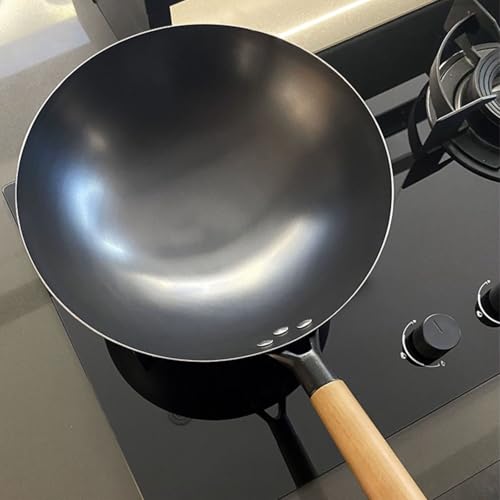 Wok tradicional hierro 34cm con mango madera miniatura 3