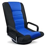 Floor Gaming Chair with Armrest Swivel Floor Sofa Adjustable Lazy Sofa Lounger Folding Video Game Chair for Adults Teens, Blue