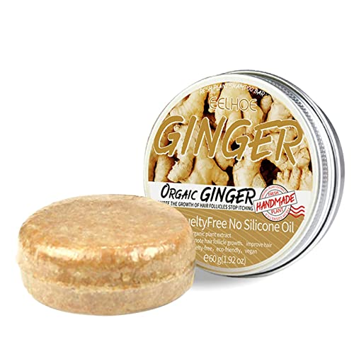 Ginger Hair Regrowth Shampoo Bar, Ginger Shampoo Soap Organic Ginger Shampoo Bar Promotes Hair Growth,Anti-dandruff and Anti-itching Ginger Bar Soap Helps Stop Hair Loss for Men&Women (Gringer)