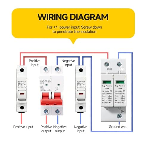 Protector contra sobretensiones CC 2P pararrayos fotovoltaico de 1000V para carril DIN 5